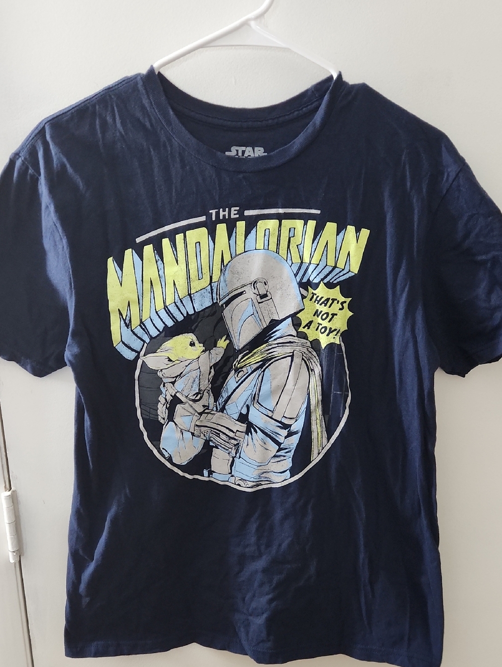 Star Wars Navy Tee with Yellow & Light Blue Mandalorian Graphic